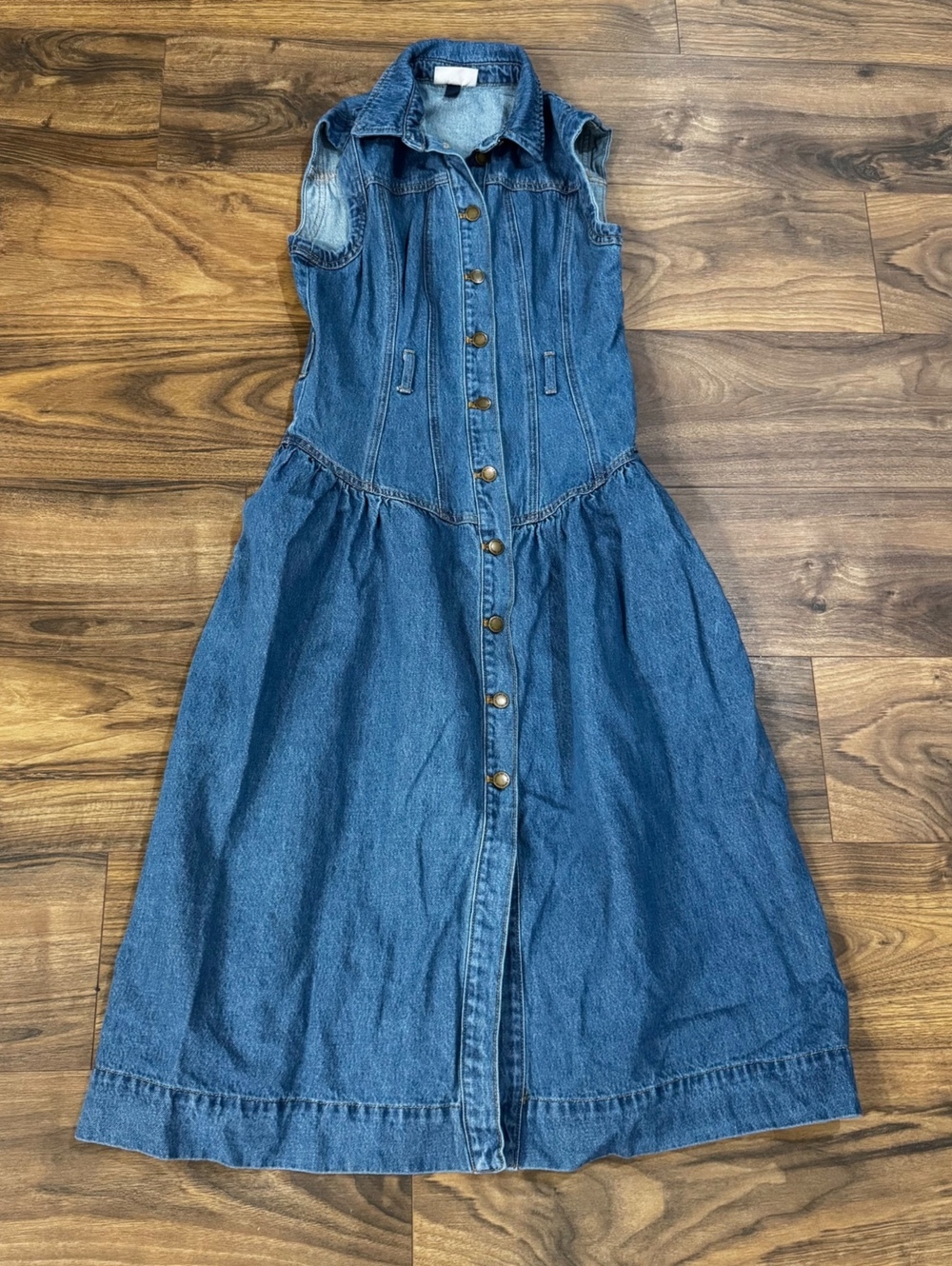 Universal Thread Denim Shirt Dress Women’s 6 Sleeveless Button Front Midi Blue